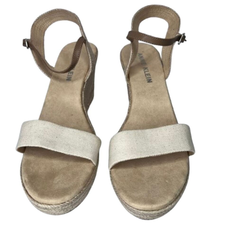 Anne Klein NWOB Beige Espadrille Ankle Strap Summer Shoes Wedge Sandals 11M - Picture 7 of 7